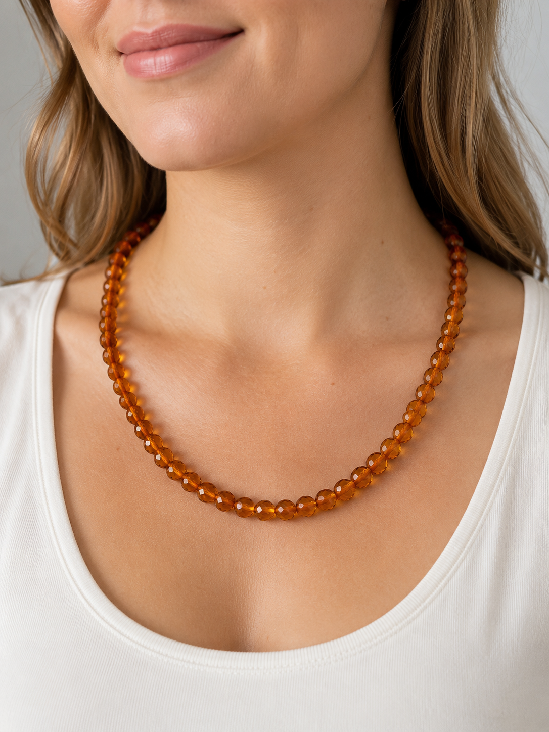 Handmade Genuine Baltic Amber Necklace – Faceted 6mm Baltic Amber Beads