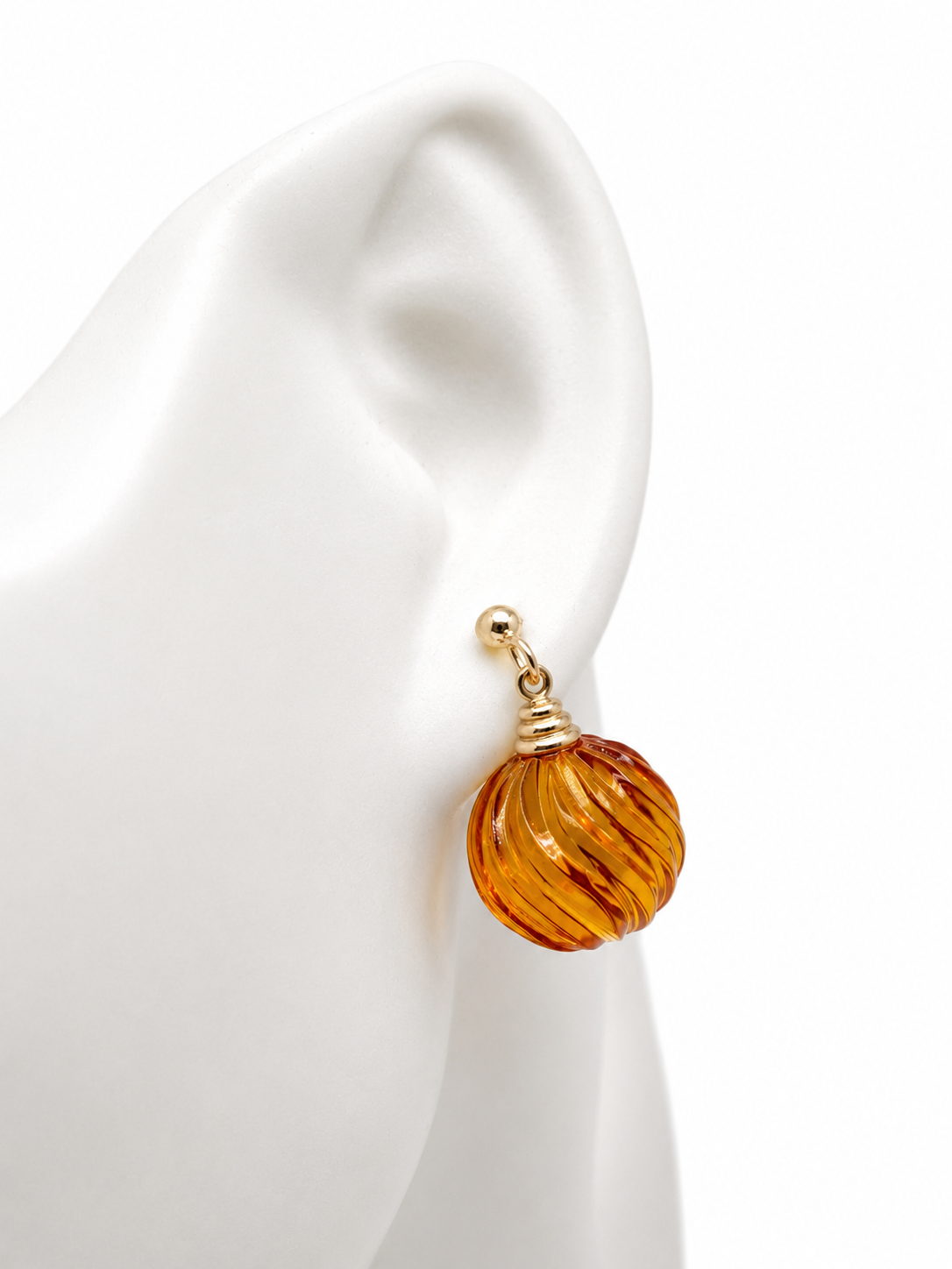 Rare Faceted Baltic Amber Pendant & Earrings Set – 14K Gold