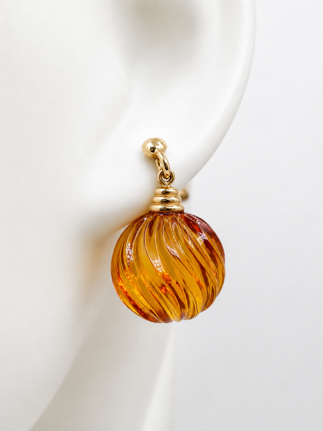 Rare Faceted Baltic Amber Pendant & Earrings Set – 14K Gold