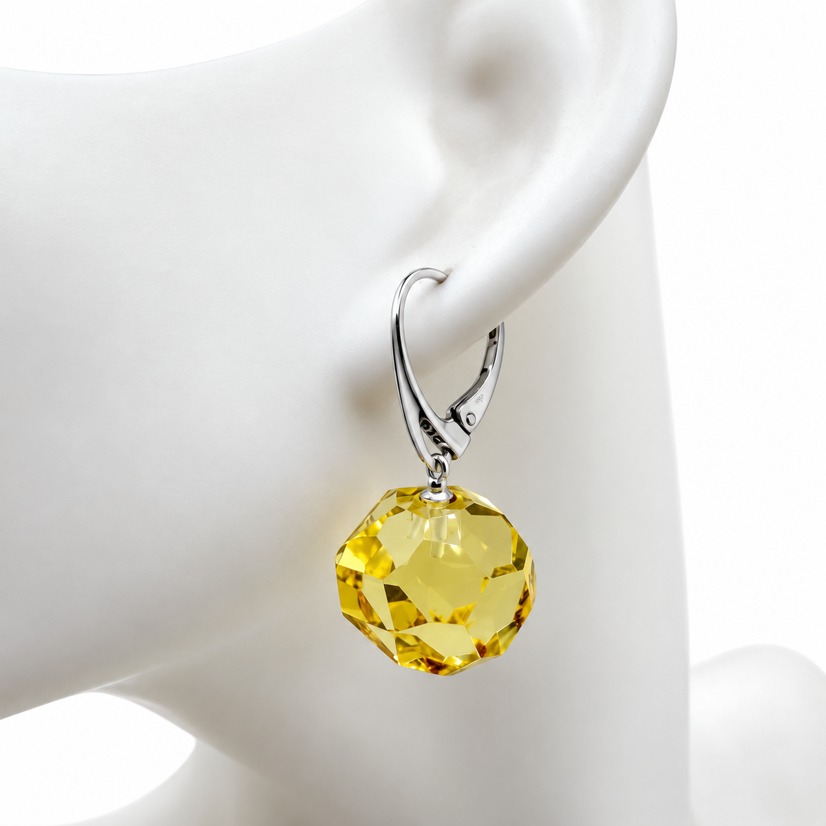 Faceted Lemon Baltic Amber Earrings
