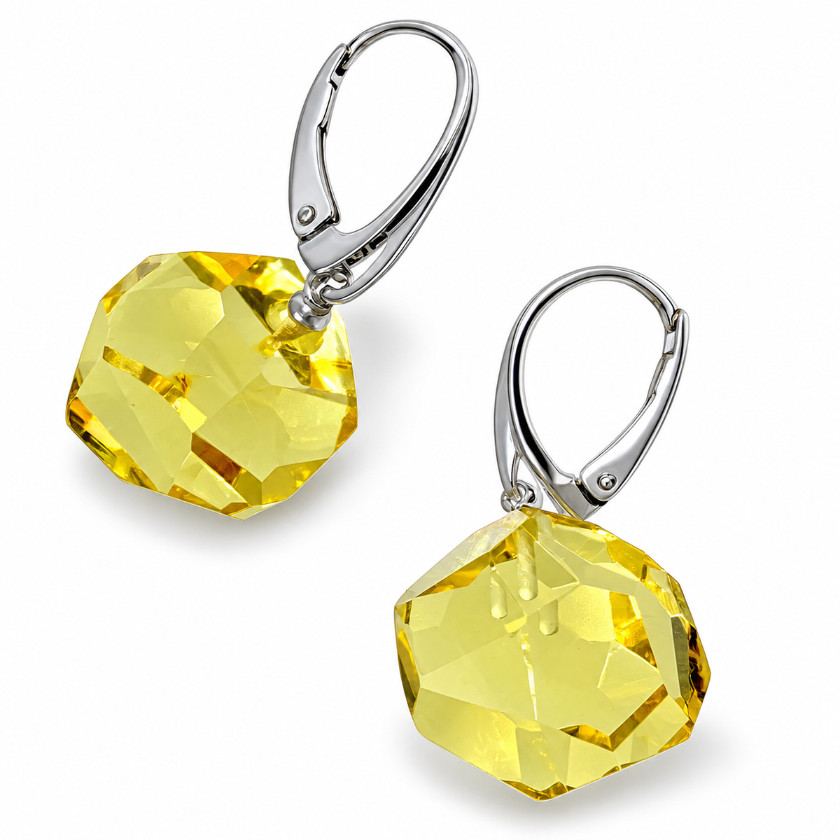 Faceted Lemon Baltic Amber Earrings