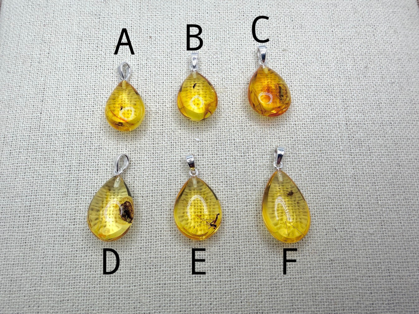 Fossil Inclusion Genuine Baltic Amber & Sterling Silver Lemon Amber Teardrop Pendant
