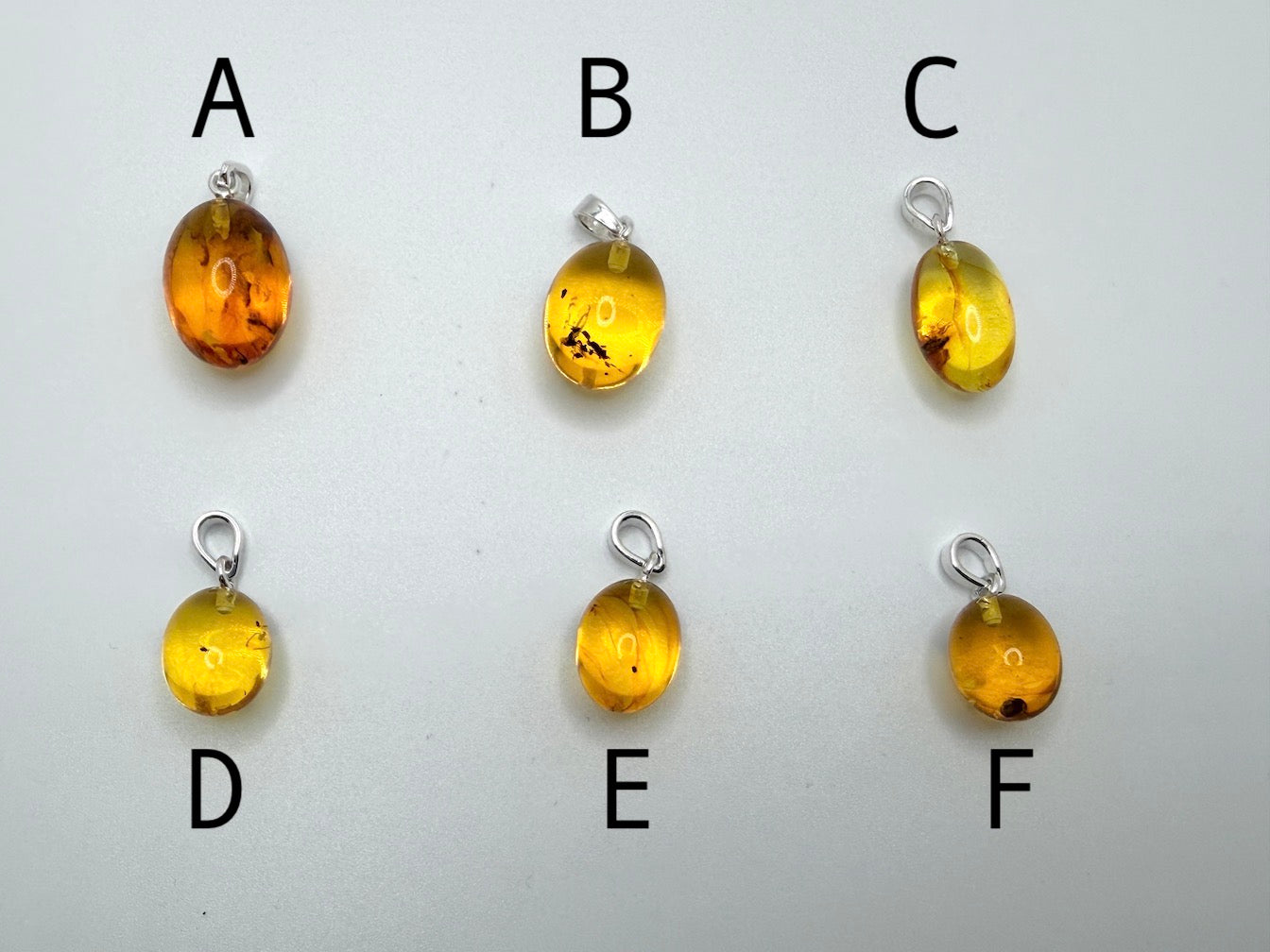 Fossil Inclusion Genuine Baltic Amber & Sterling Silver Oval Drop Pendant 