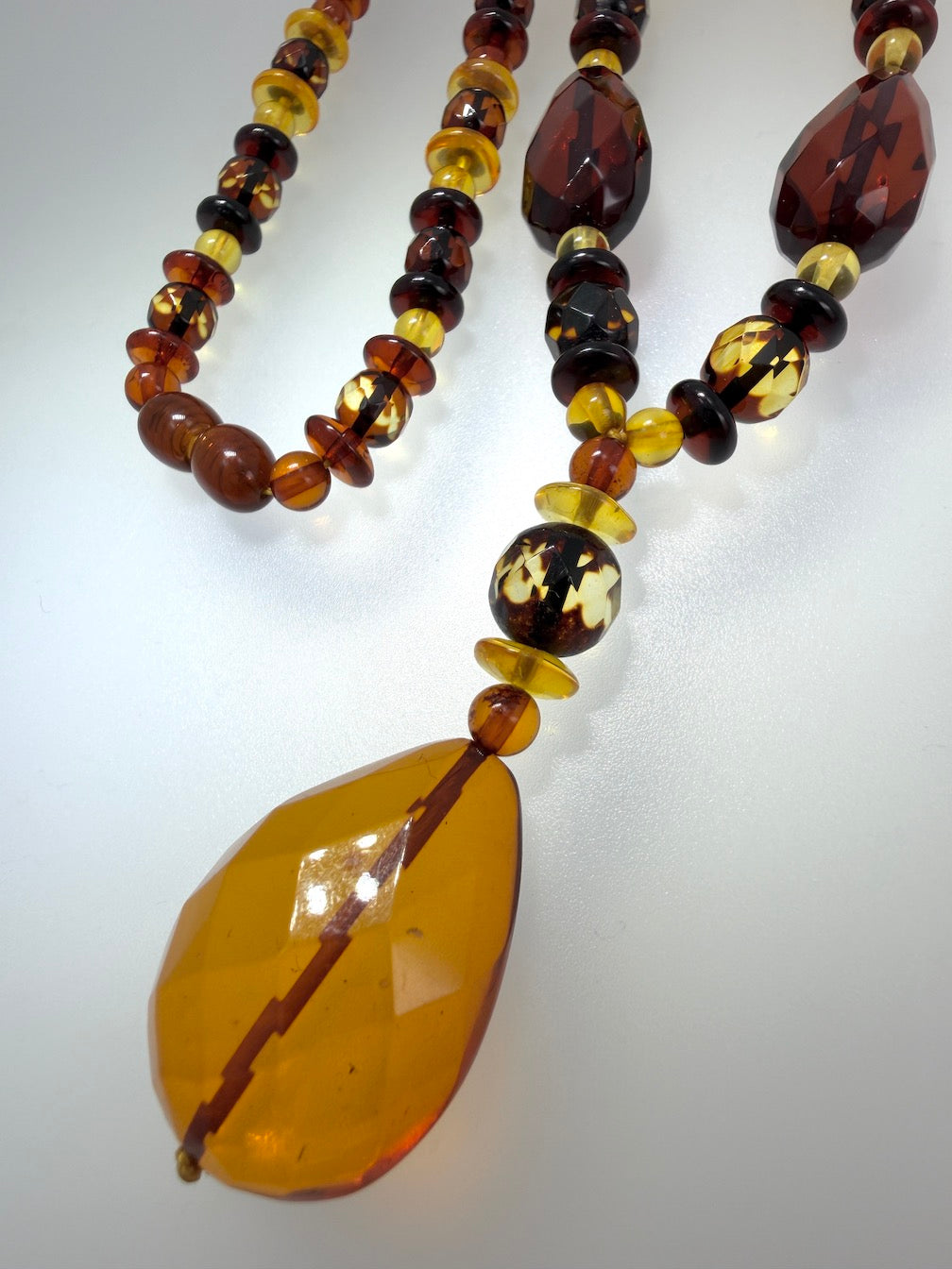Genuine Amber Faceted Multi Stone Bead Necklace