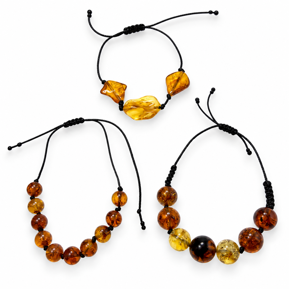 Genuine Baltic Amber Adjustable String Bracelet 