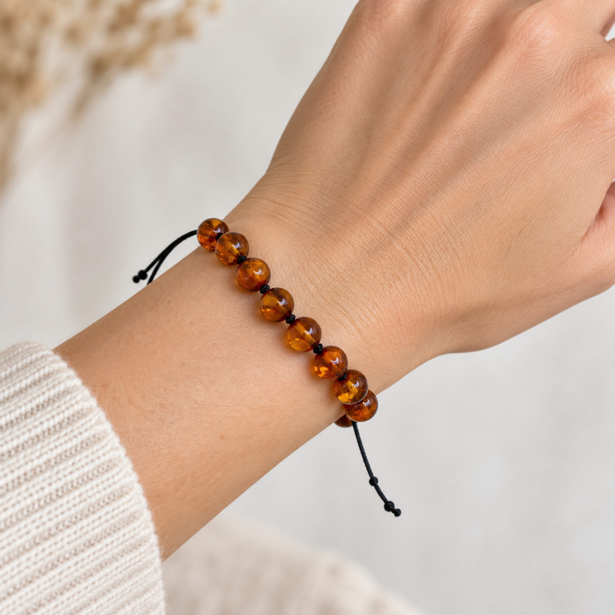 Genuine Baltic Amber Adjustable String Bracelet 