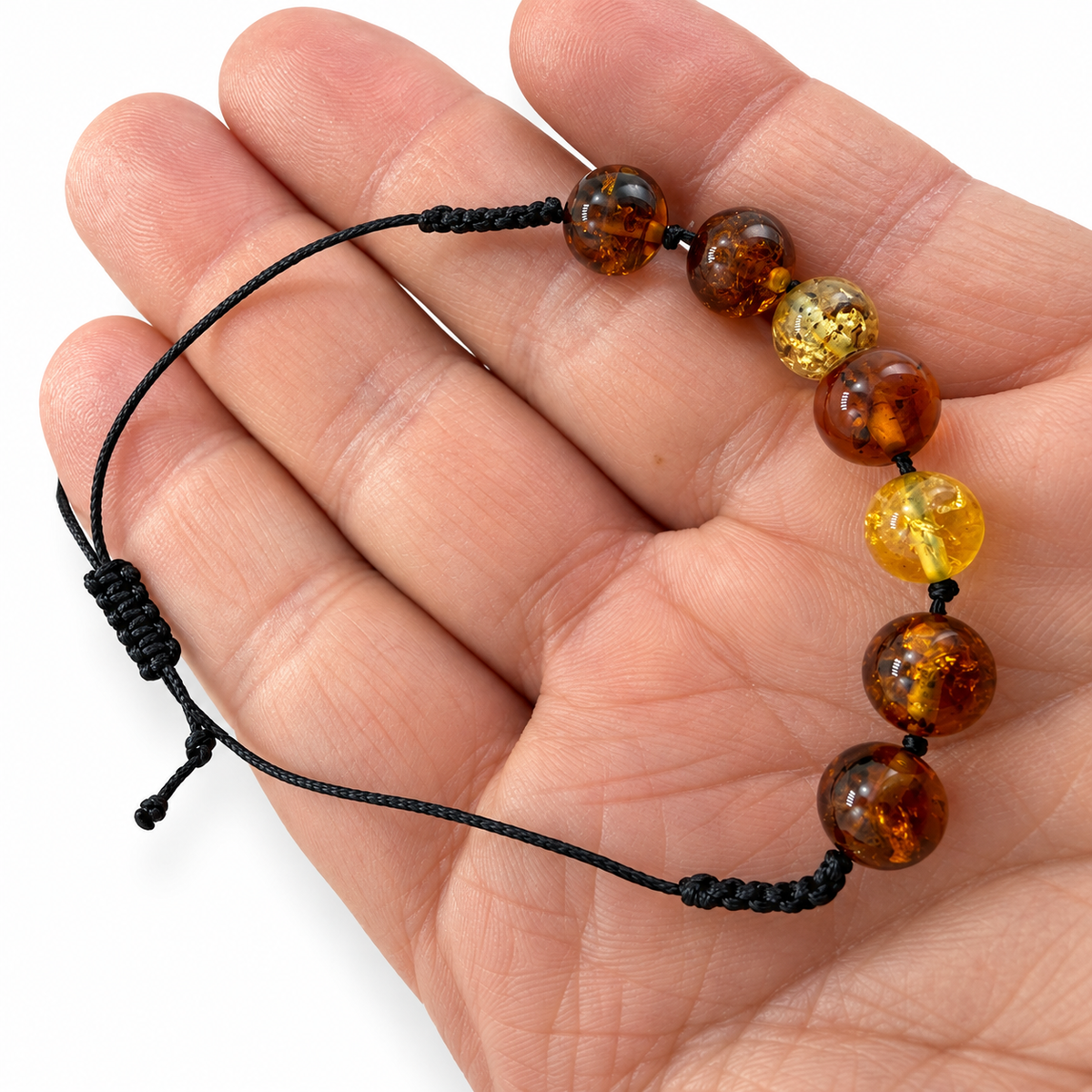 Genuine Baltic Amber Adjustable String Bracelet 