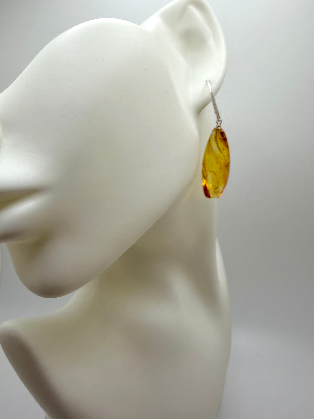 Genuine Baltic Amber Bug Inclusion Earrings • Sterling Silver Lever Back