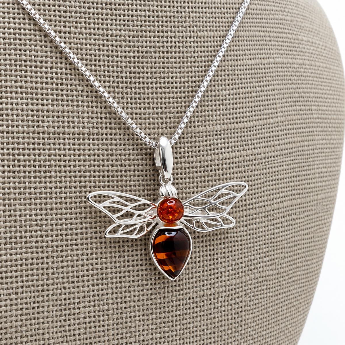 Genuine Baltic Amber Bumblebee Necklace & Earrings Set