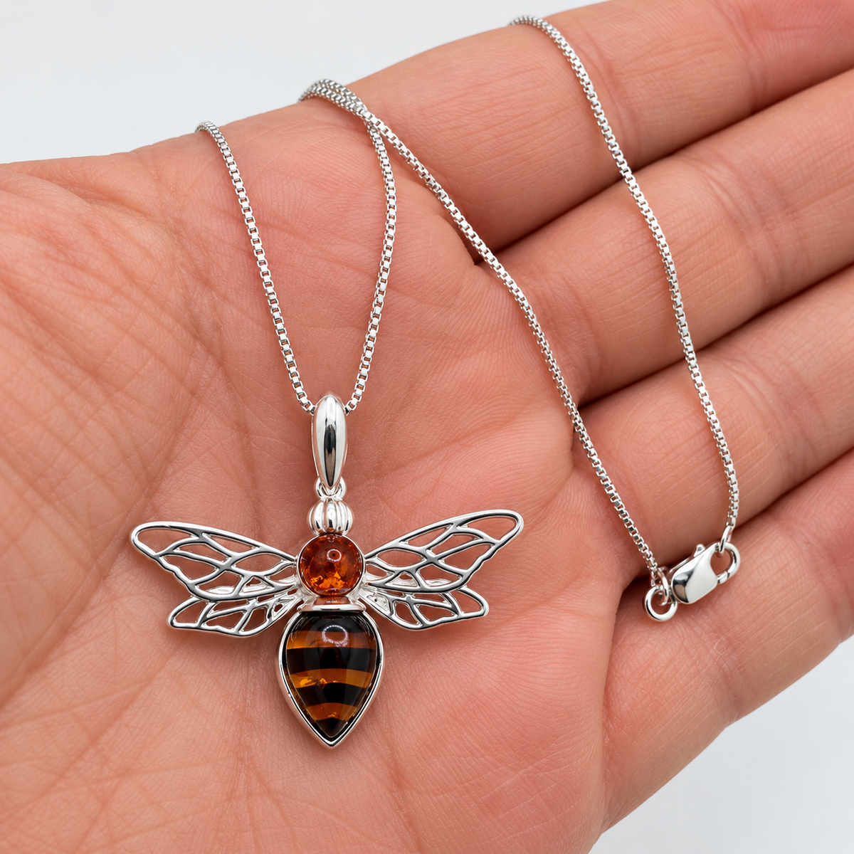 Genuine Baltic Amber Bumblebee Necklace & Earrings Set