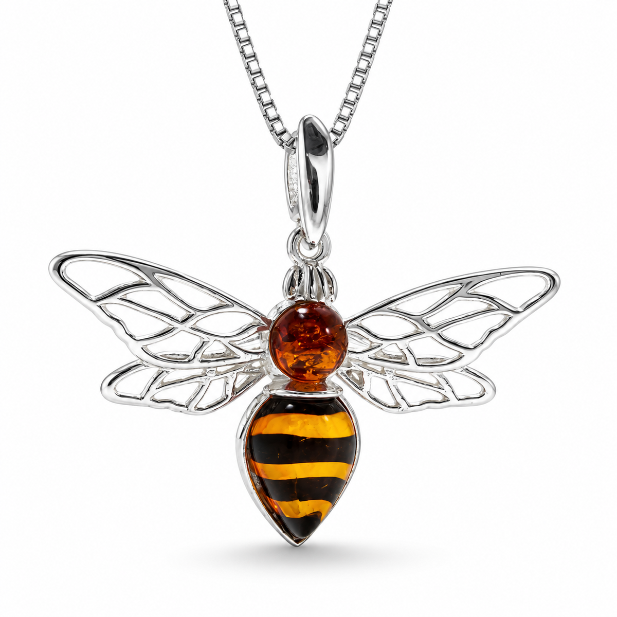 Genuine Baltic Amber Bumblebee Necklace & Earrings Set