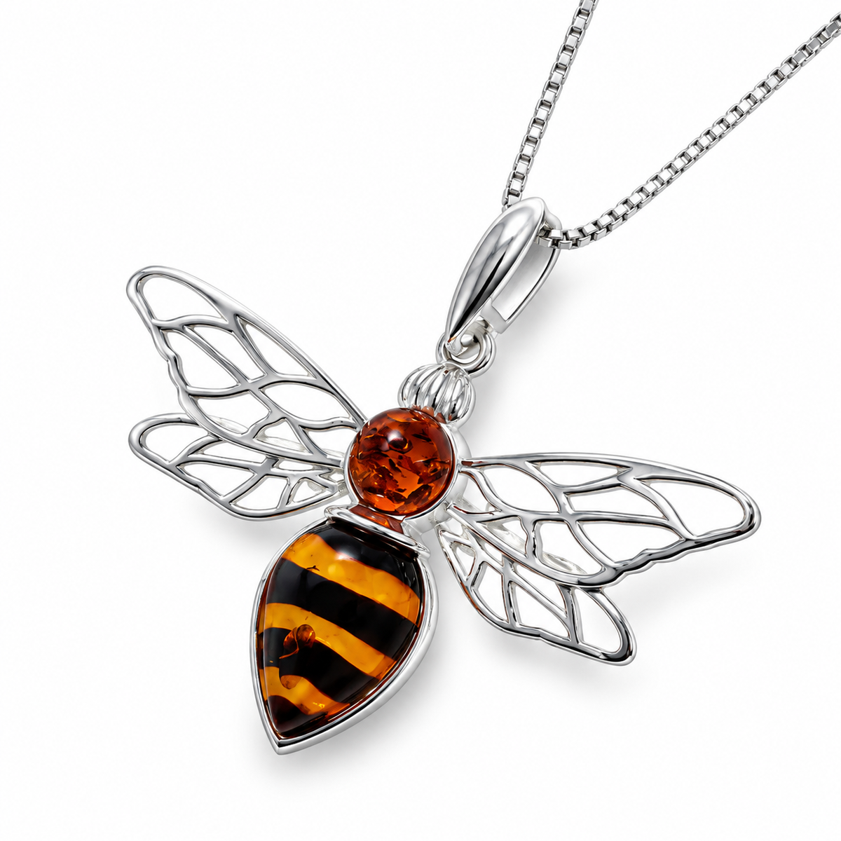 Genuine Baltic Amber Bumblebee Necklace & Earrings Set