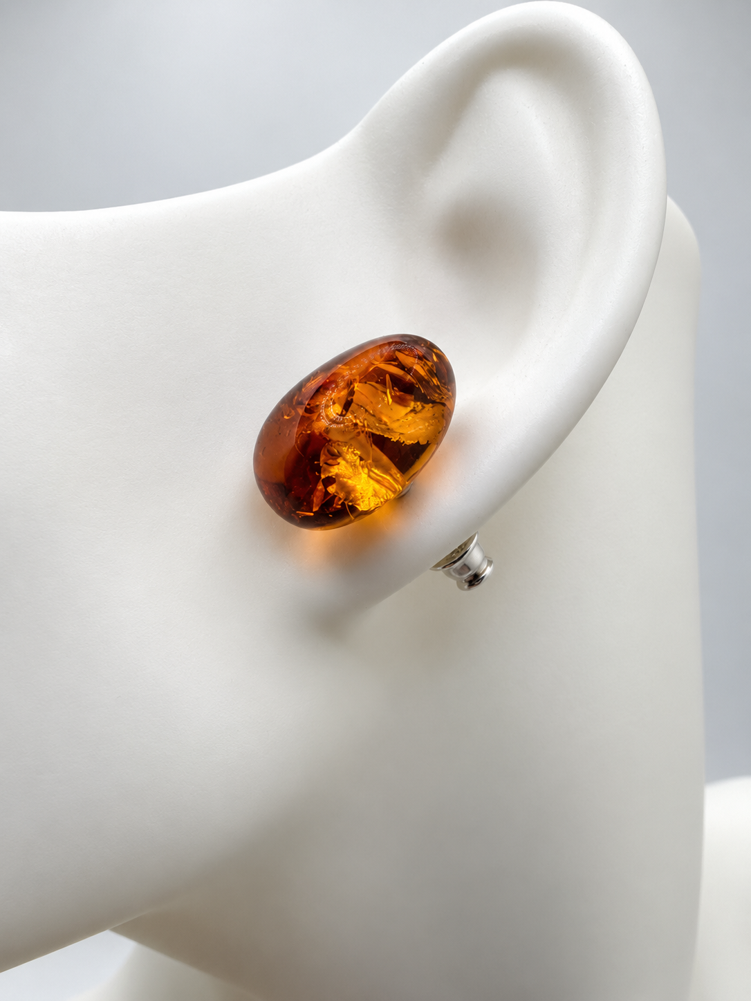 Genuine Baltic Amber Button Stud Earrings