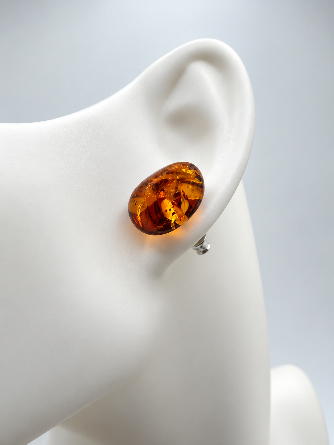 Genuine Baltic Amber Button Stud Earrings