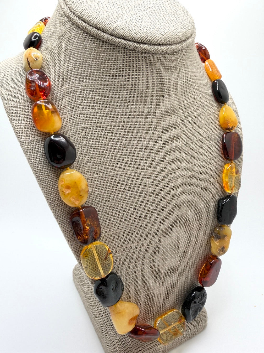 Baltic Amber Chunk Necklace – Multicolor Butterscotch, Lemon, Honey & Cherry Amber