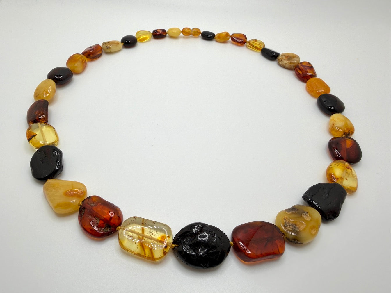 Baltic Amber Chunk Necklace – Multicolor Butterscotch, Lemon, Honey & Cherry Amber