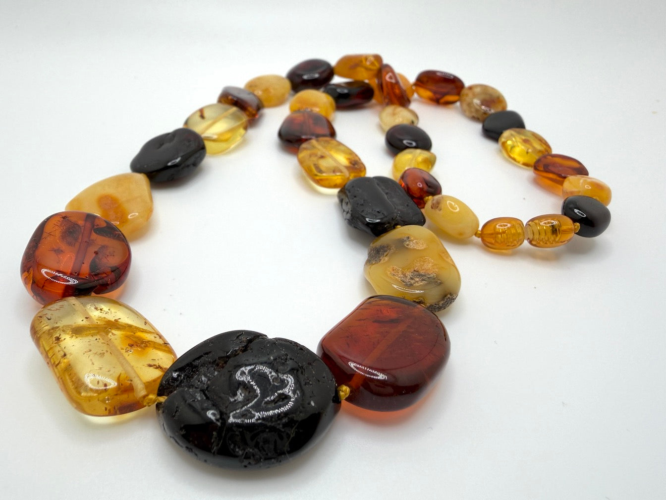 Baltic Amber Chunk Necklace – Multicolor Butterscotch, Lemon, Honey & Cherry Amber