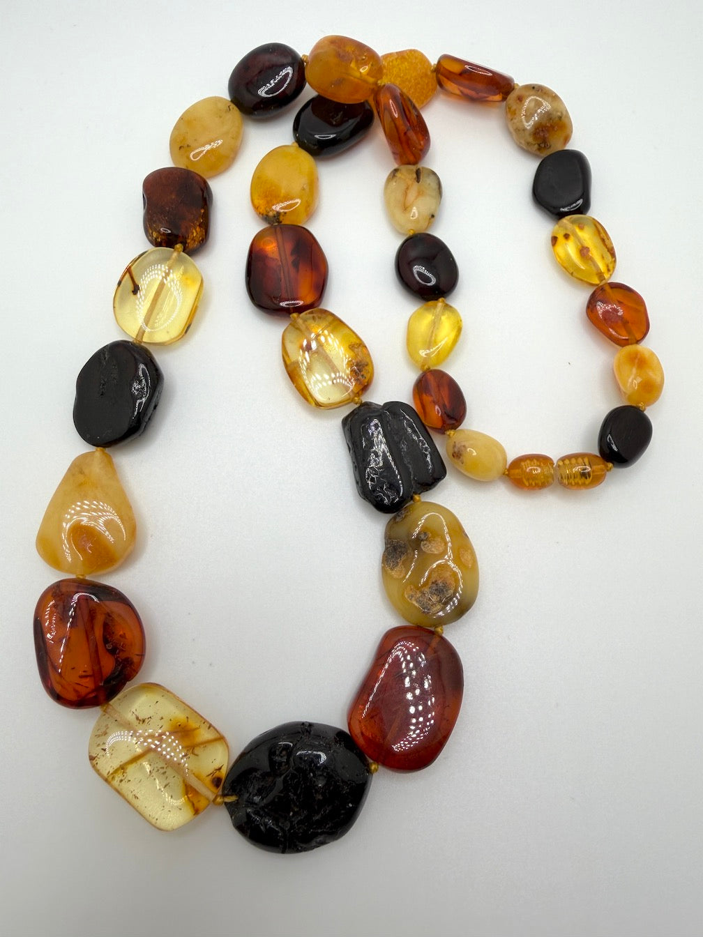 Baltic Amber Chunk Necklace – Multicolor Butterscotch, Lemon, Honey & Cherry Amber