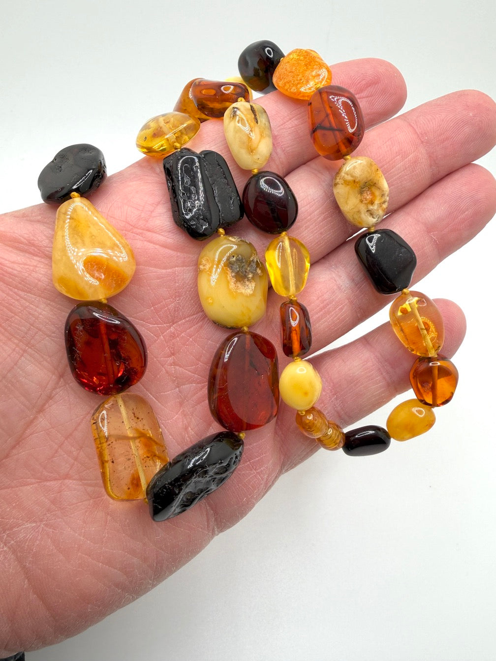 Baltic Amber Chunk Necklace – Multicolor Butterscotch, Lemon, Honey & Cherry Amber