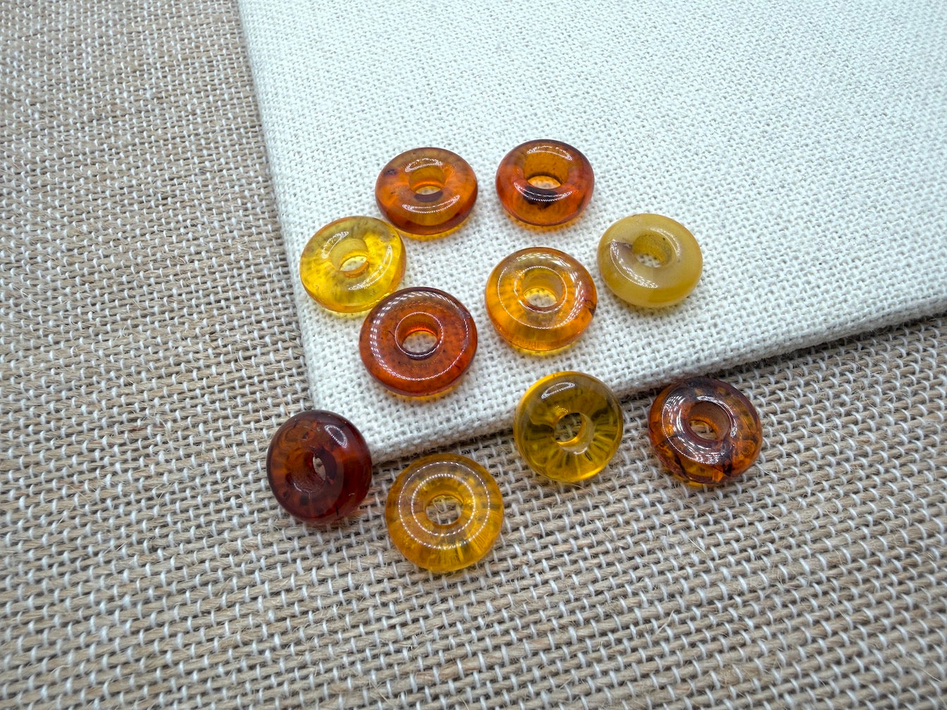 Genuine Baltic Amber Donut Bead Bracelet Inserts – Handmade in Lithuania – Round Amber Charms for Layering