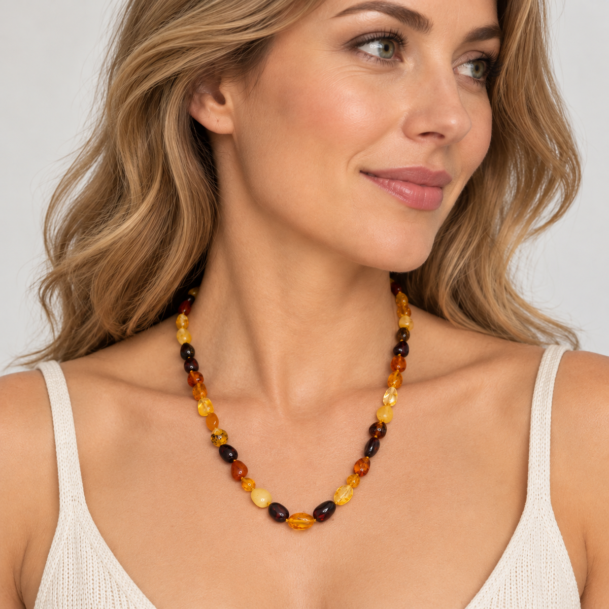Genuine Baltic Amber Graduated Bead Necklace