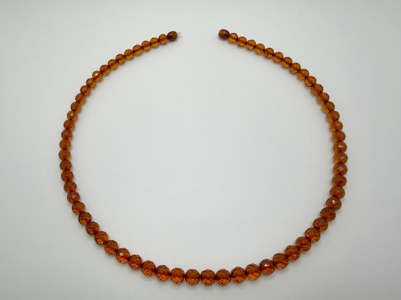 Genuine Baltic Amber Honey Necklace – Faceted Round Bead Amber Necklace, 20 Inch, Natural Shimmer