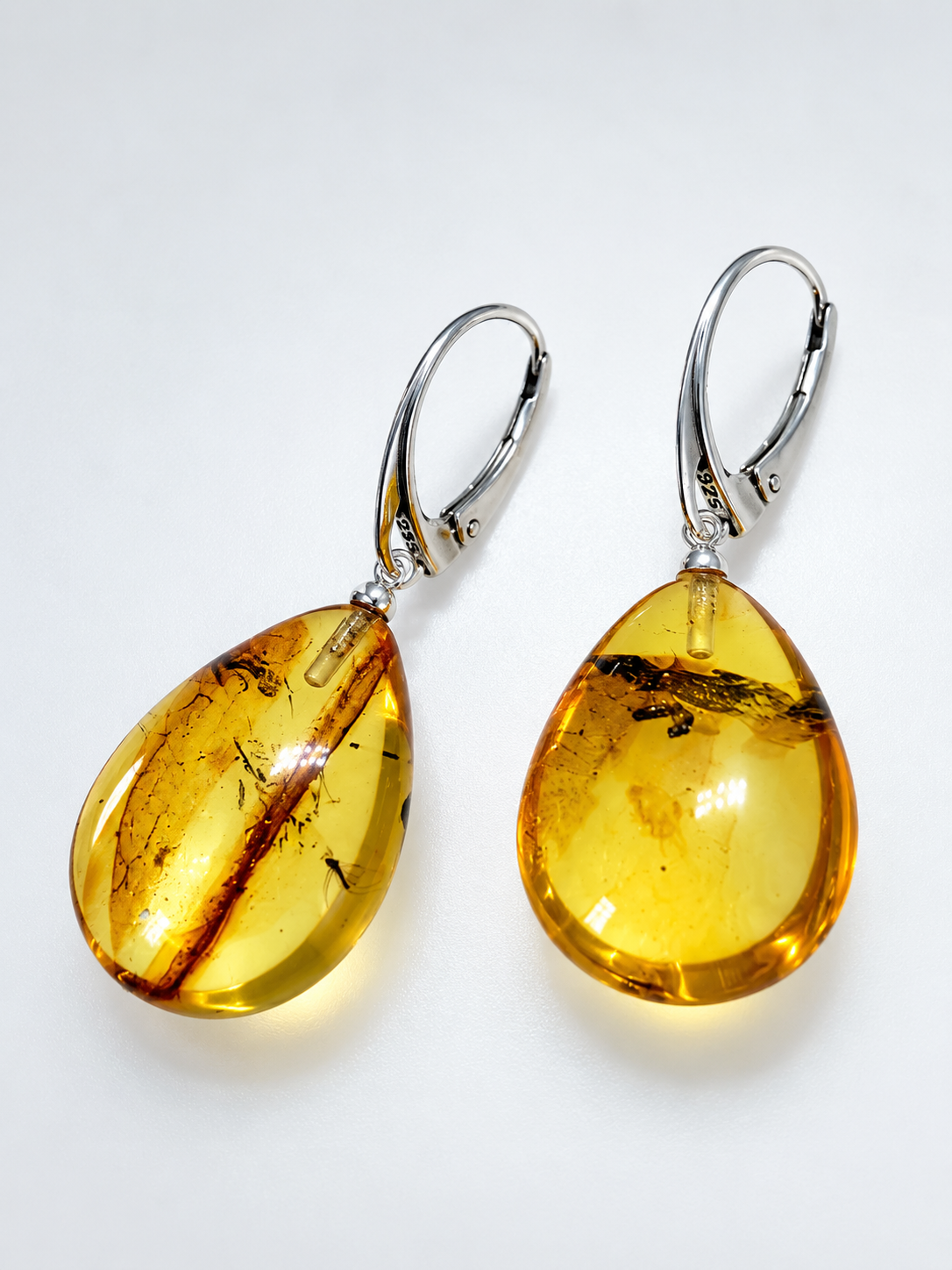 Genuine Baltic Amber Insect Inclusion Earrings
