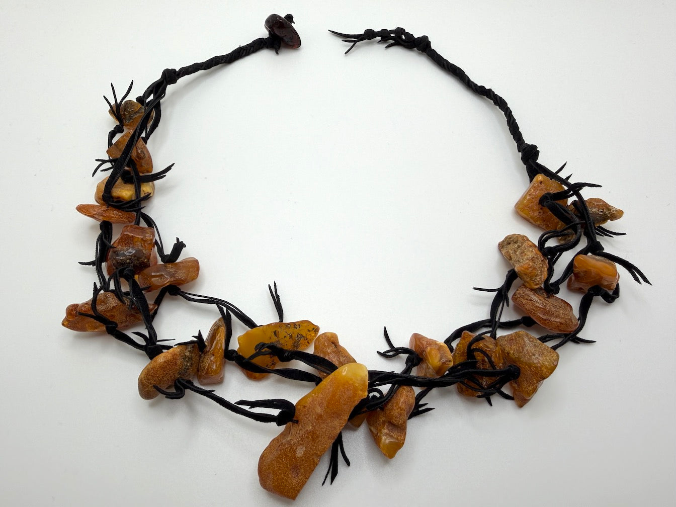 Genuine Baltic Amber Knotted Necklace | Organic Statement Amber Necklace | Super rare Butterscotch Colors
