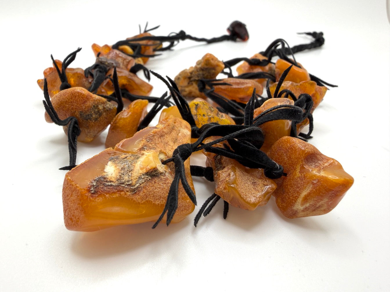 Genuine Baltic Amber Knotted Necklace | Organic Statement Amber Necklace | Super rare Butterscotch Colors