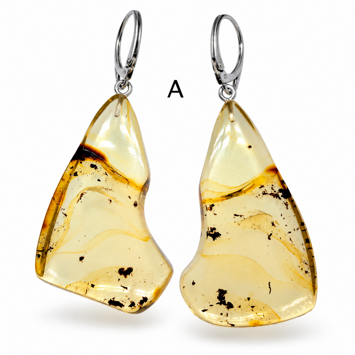 Genuine Baltic Amber Large Organic Lemon Earrings