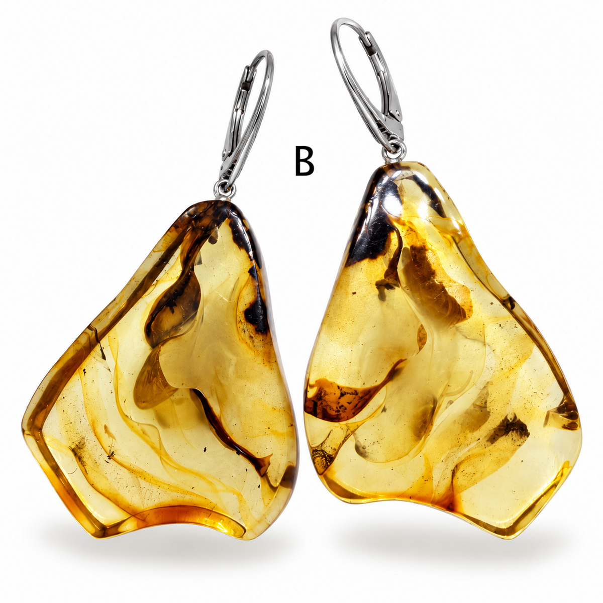 Genuine Baltic Amber Large Organic Lemon Earrings