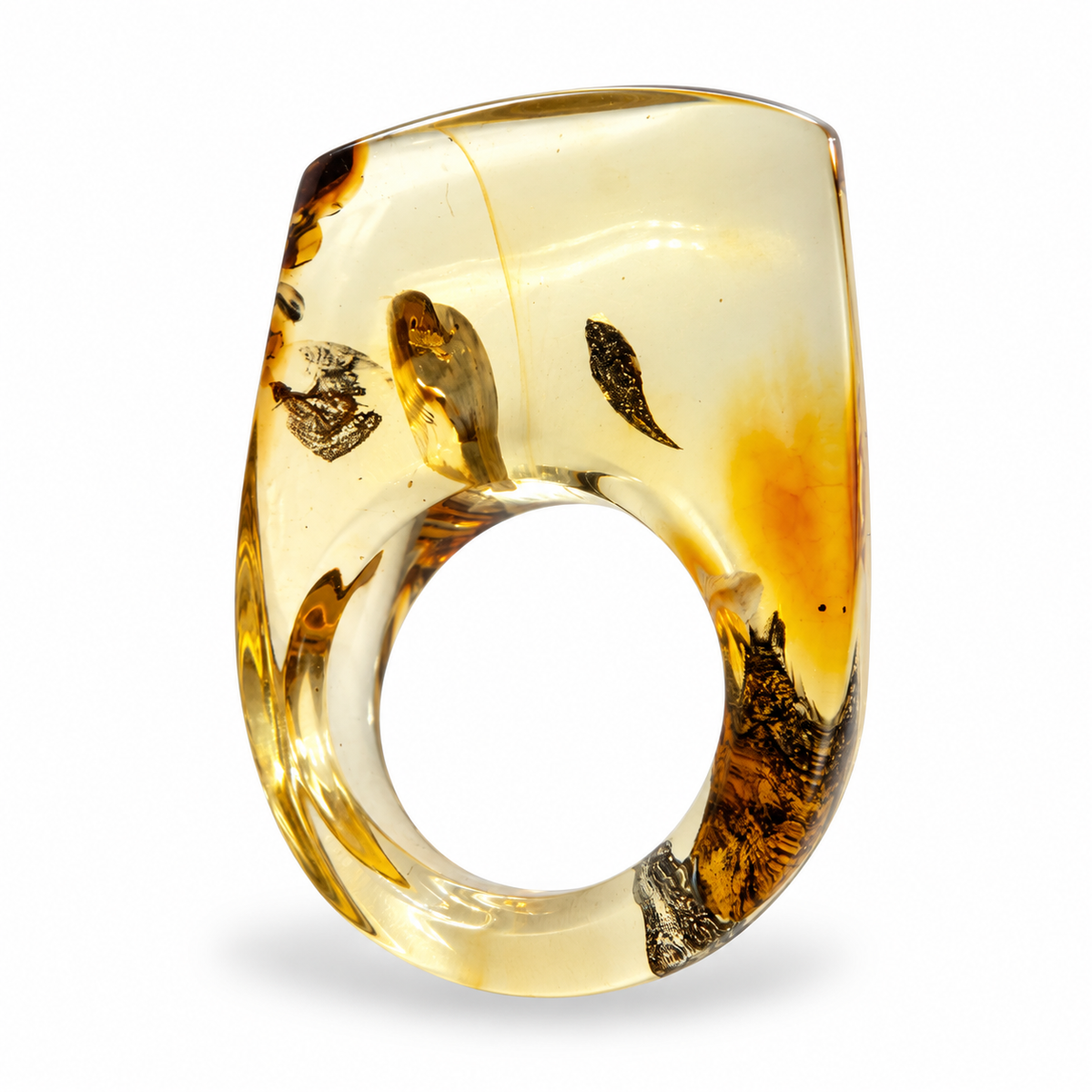 Genuine Baltic Amber Large Organic Lemon Statement Ring