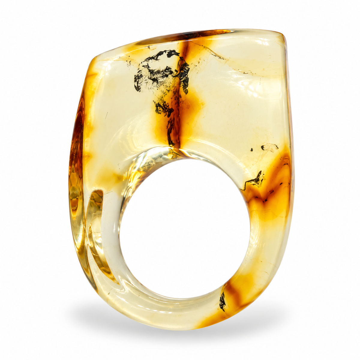 Genuine Baltic Amber Large Organic Lemon Statement Ring