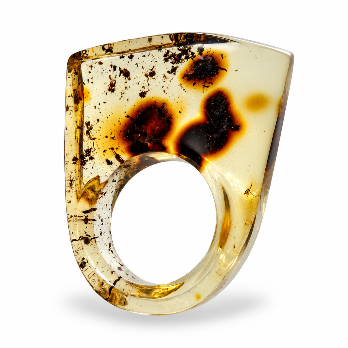 Genuine Baltic Amber Large Organic Lemon Statement Ring