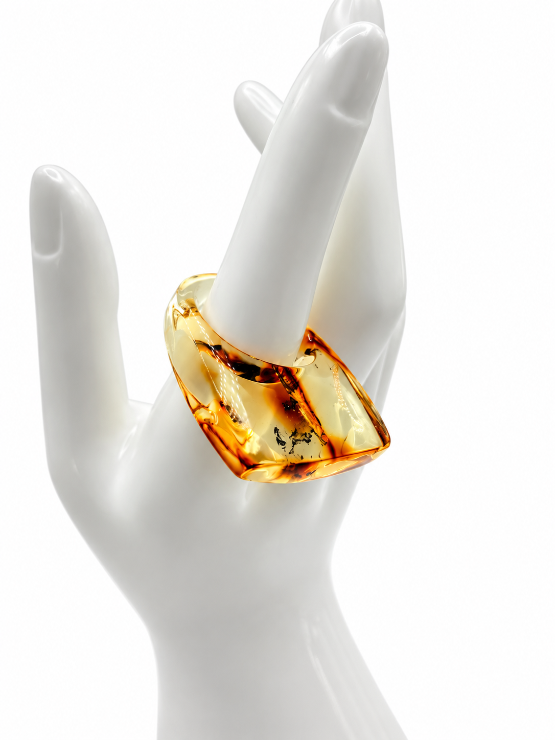 Genuine Baltic Amber Large Organic Lemon Statement Ring