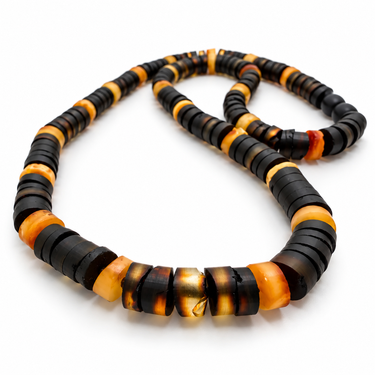 Genuine Baltic Amber Men’s Necklace – 22 Inch Unpolished Donut Bead Necklace 