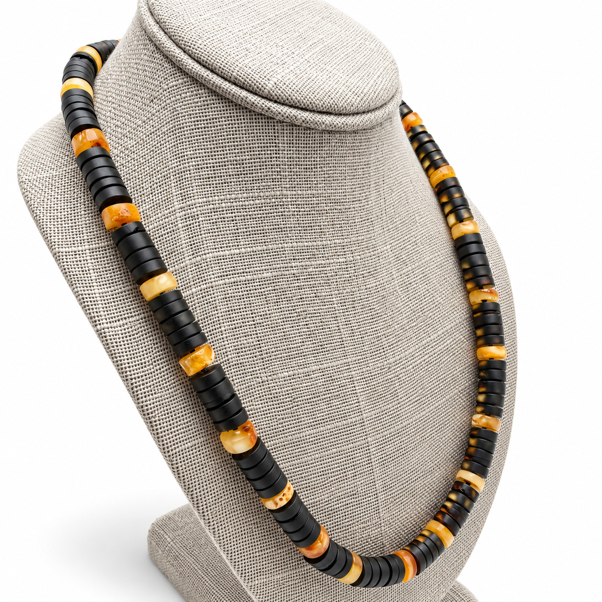 Genuine Baltic Amber Men’s Necklace – 22 Inch Unpolished Donut Bead Necklace 