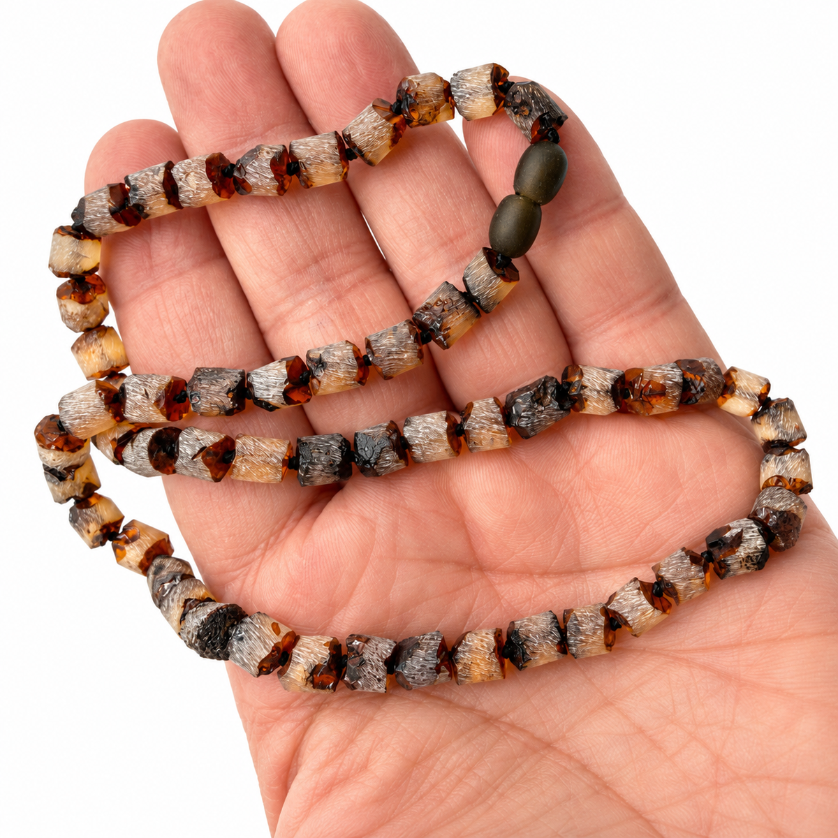 Genuine Baltic Amber Men’s Necklace – Natural Cone Shaped Amber Beads
