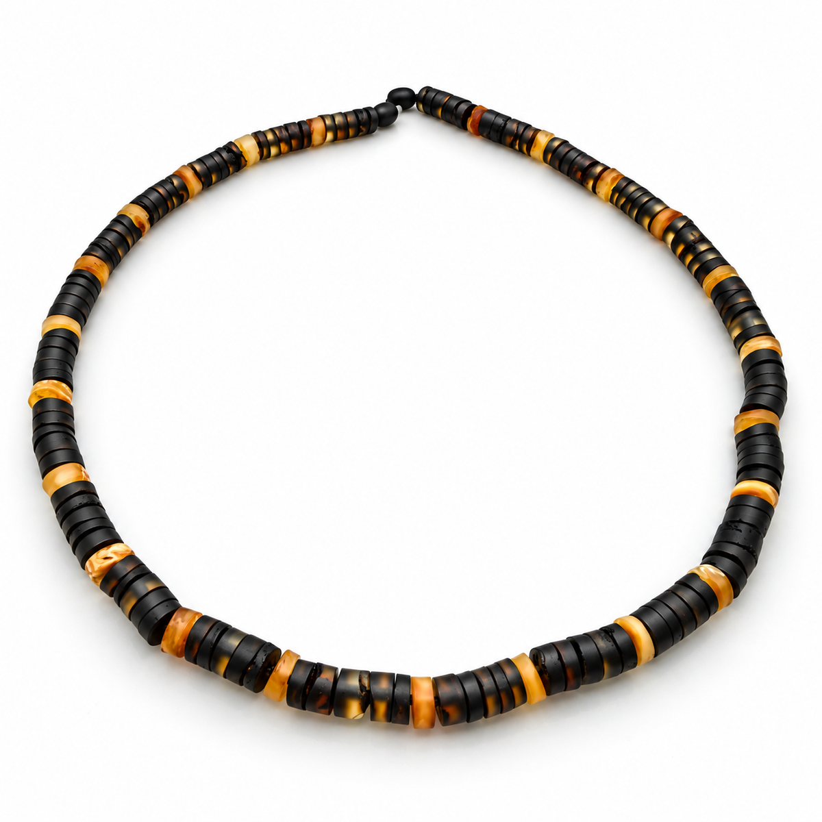 Genuine Baltic Amber Men’s Necklace – 22 Inch Unpolished Donut Bead Necklace 