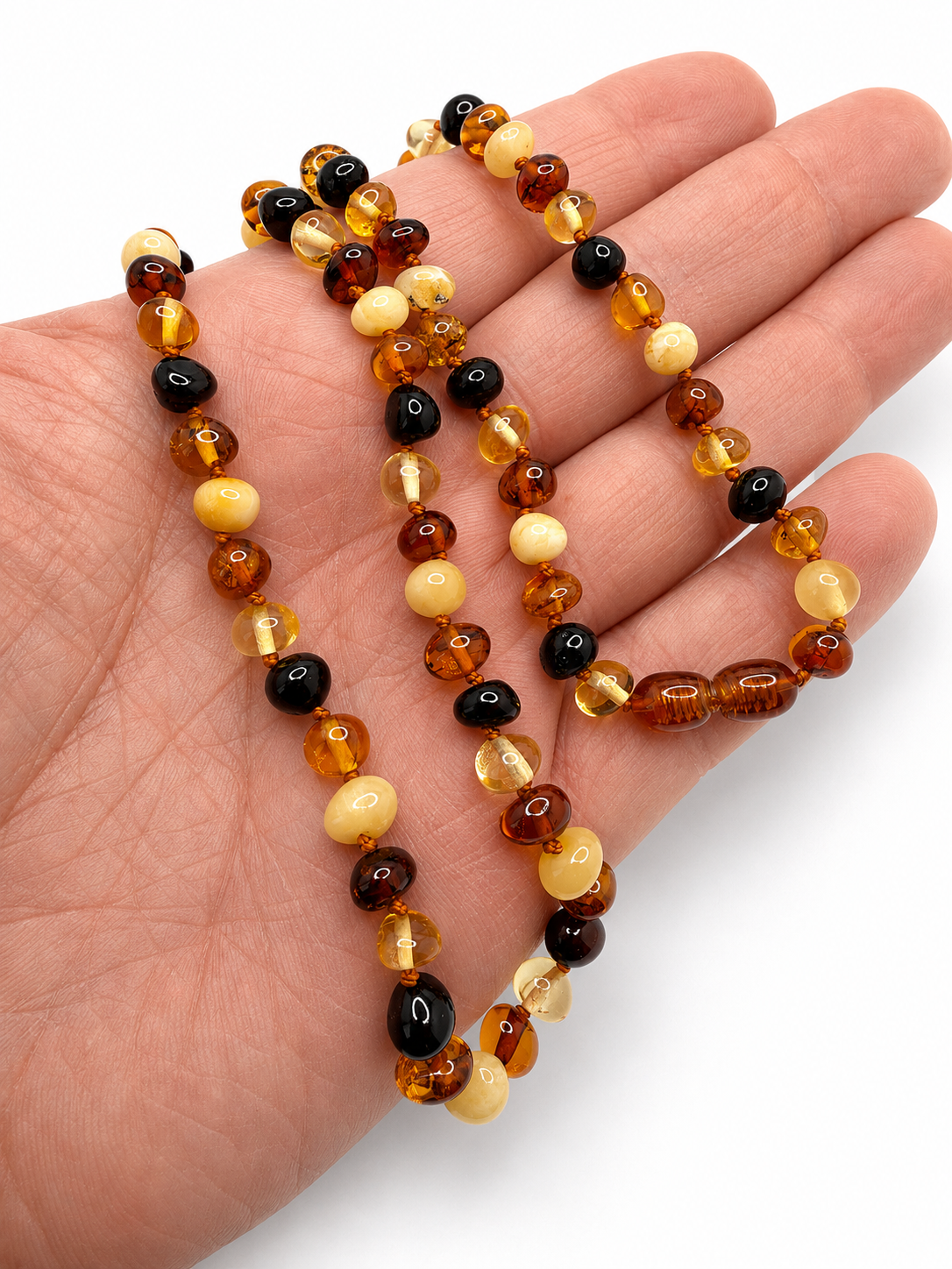 Genuine Baltic Amber Multicolor Bead Necklace Handmade Baltic Amber Necklace Lightweight Everyday Amber Jewelry Gift for Her