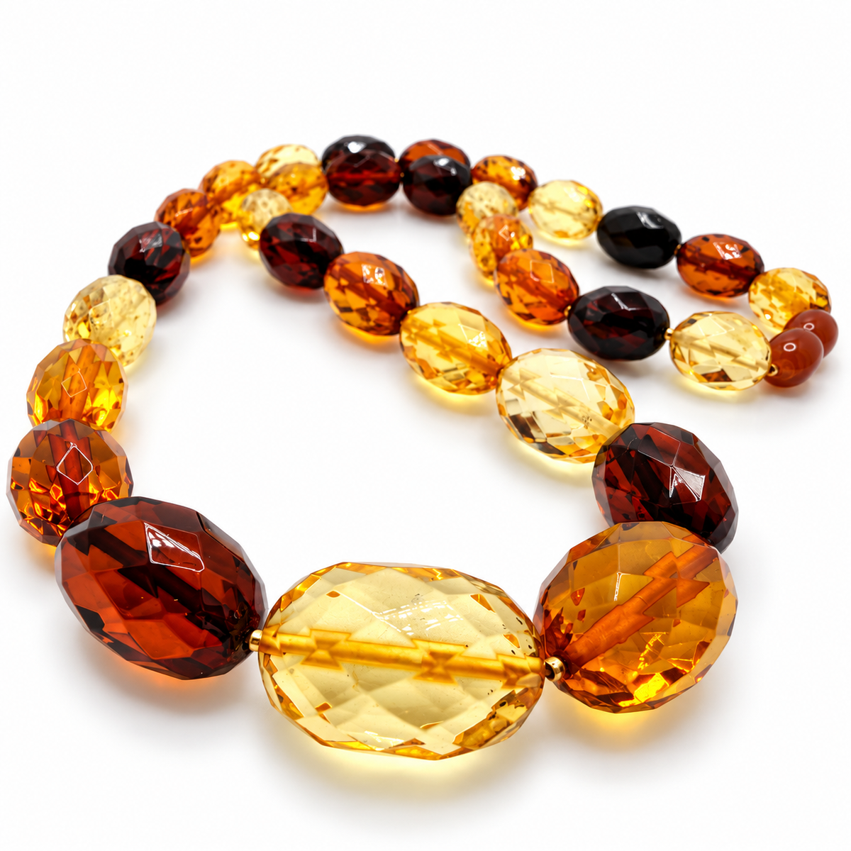 Genuine Baltic Amber Multicolor Faceted Necklace