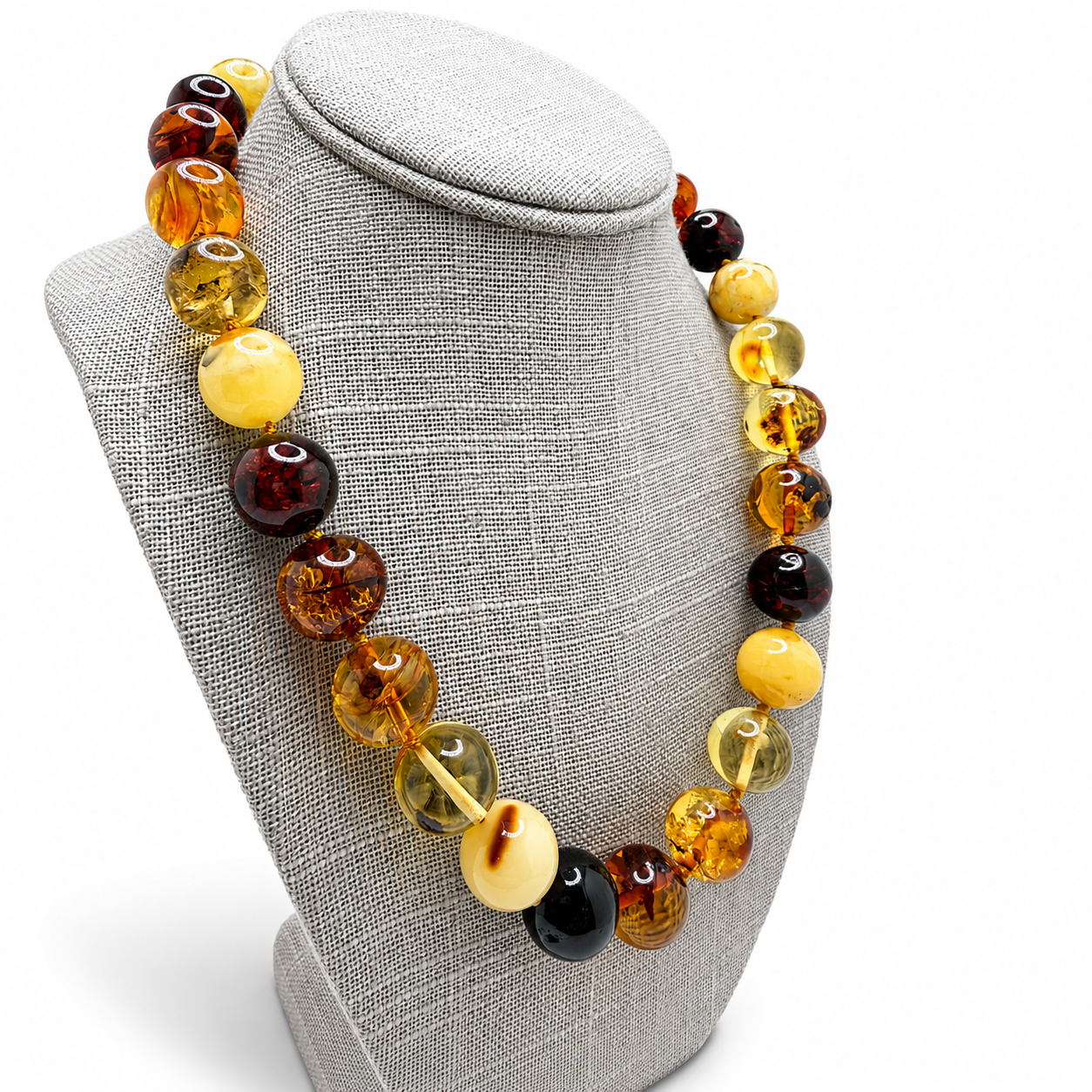 Genuine Baltic Amber Multicolor Necklace – 20” Hand Knotted Necklace 