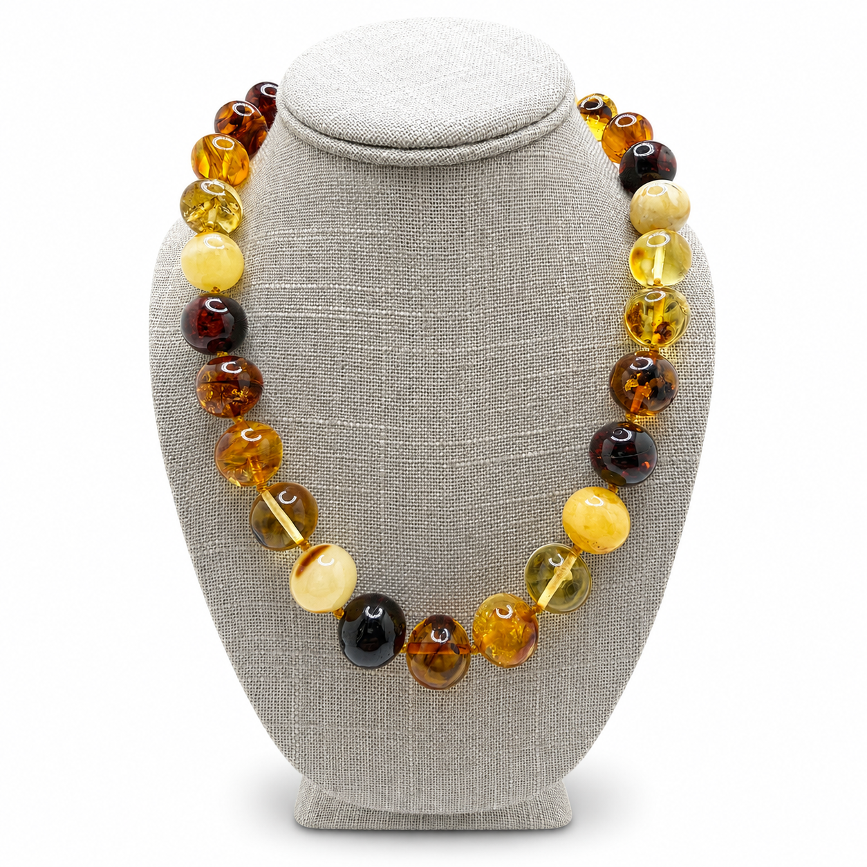 Genuine Baltic Amber Multicolor Necklace – 20” Hand Knotted Necklace 