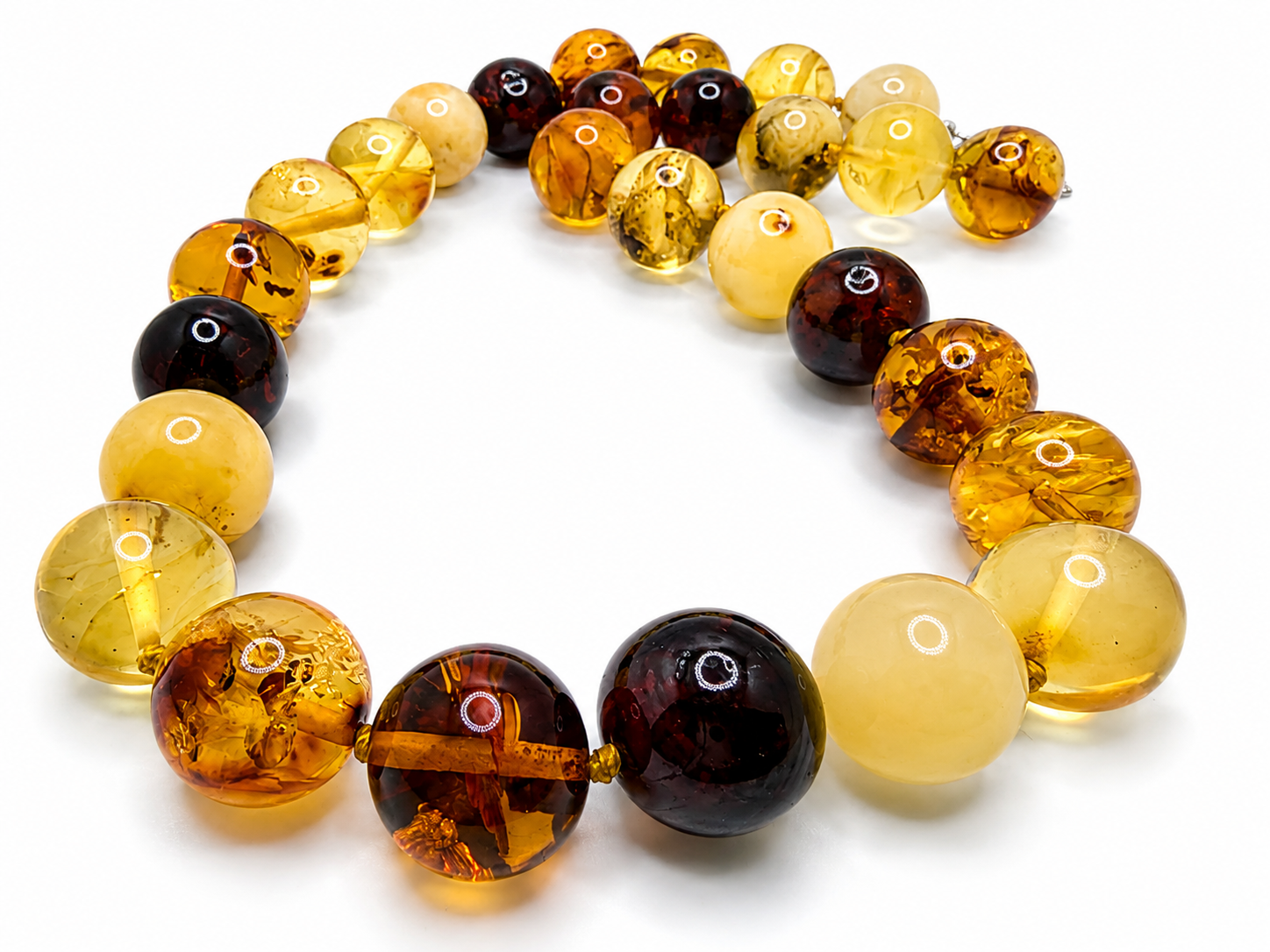 Genuine Baltic Amber Multicolor Necklace – 20” Hand Knotted Necklace 