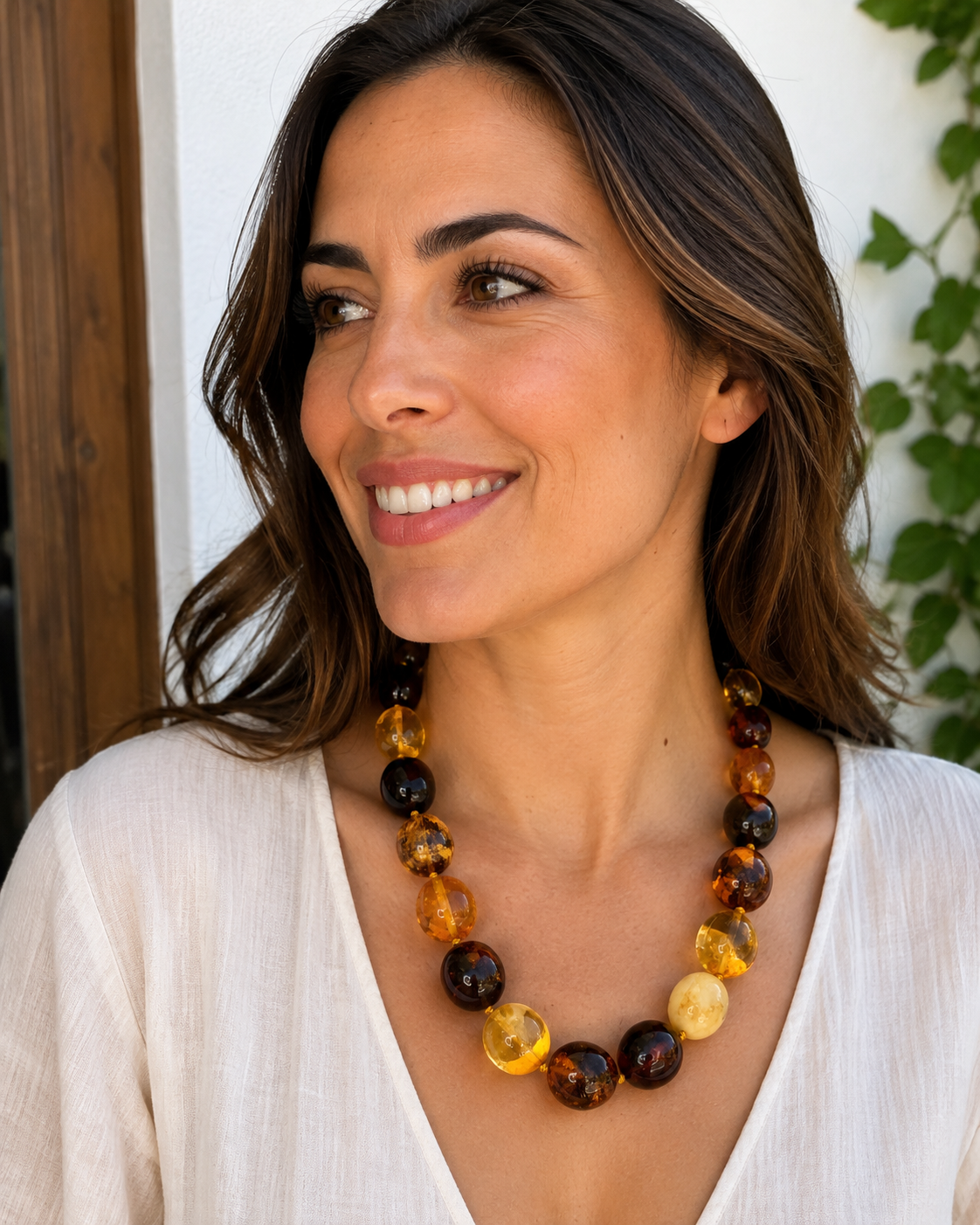 Genuine Baltic Amber Multicolor Oval Necklace – Lemon, Cognac, Cherry & Butterscotch | 20” Graduated Amber Necklace