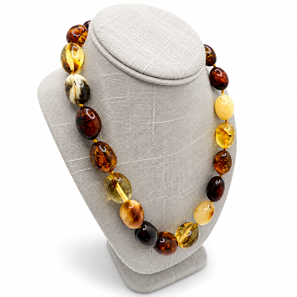 Genuine Baltic Amber Multicolor Oval Necklace 