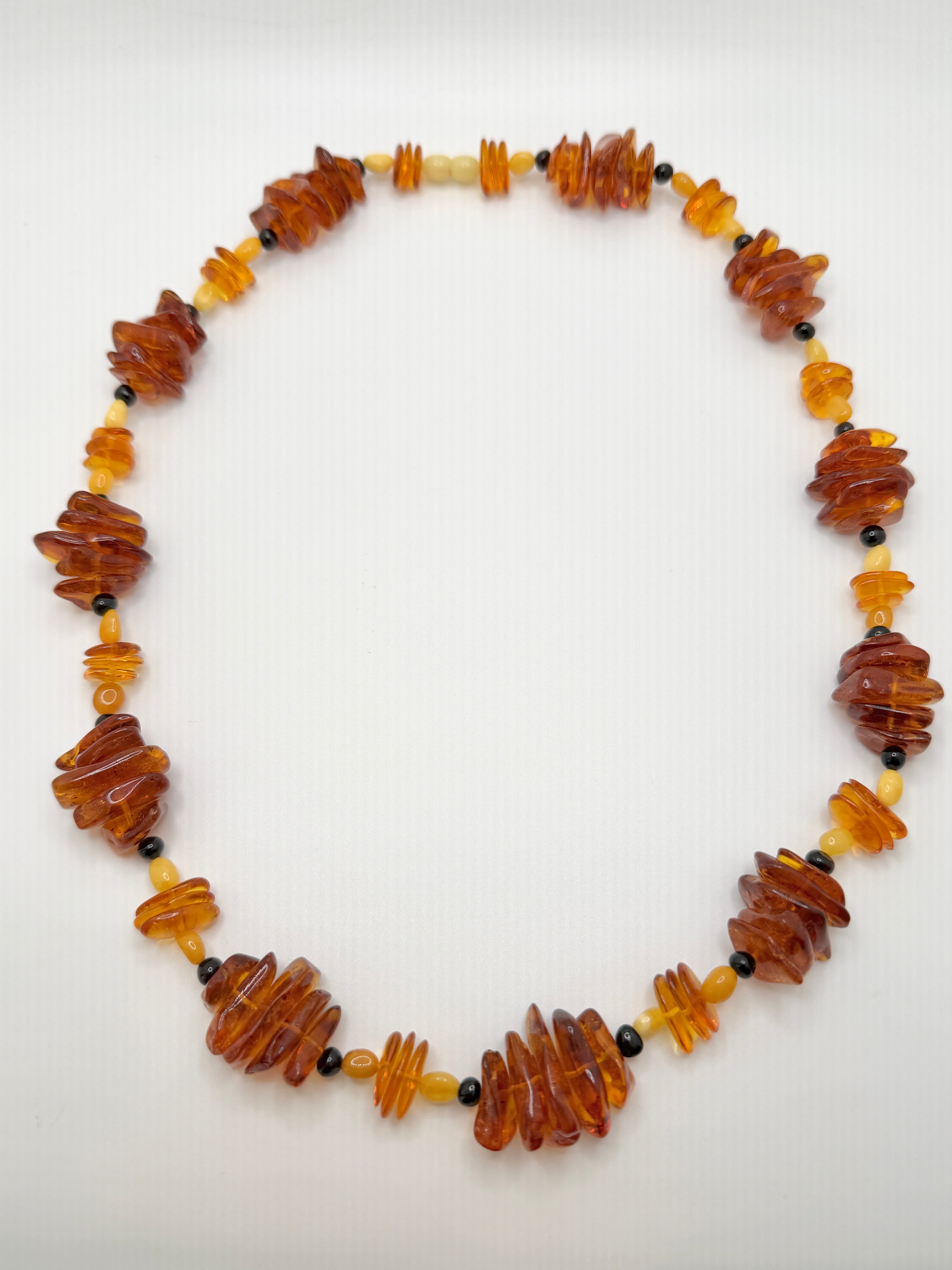 Genuine Baltic Amber Ombré Chip Necklace • Honey • Butterscotch • Cherry, 28” Length