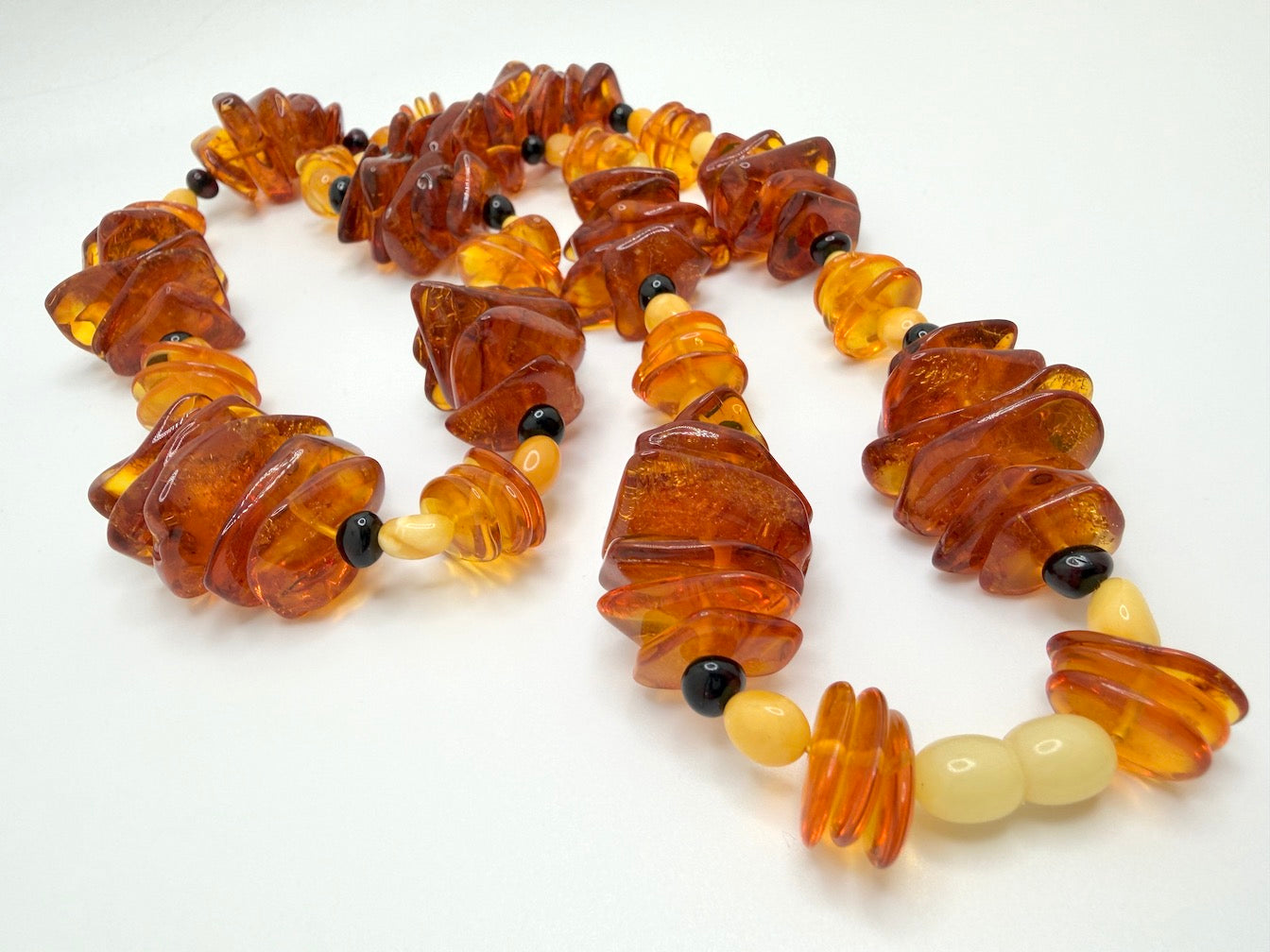 Genuine Baltic Amber Ombré Chip Necklace • Honey • Butterscotch • Cherry, 28” Length