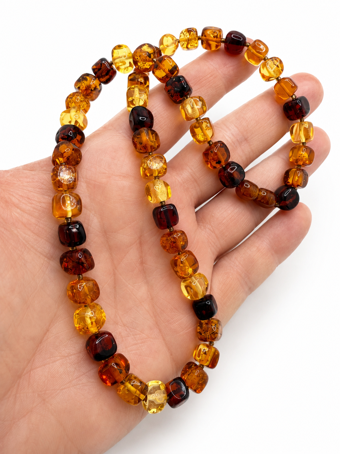 Genuine Baltic Amber Ombre Cube Necklace
