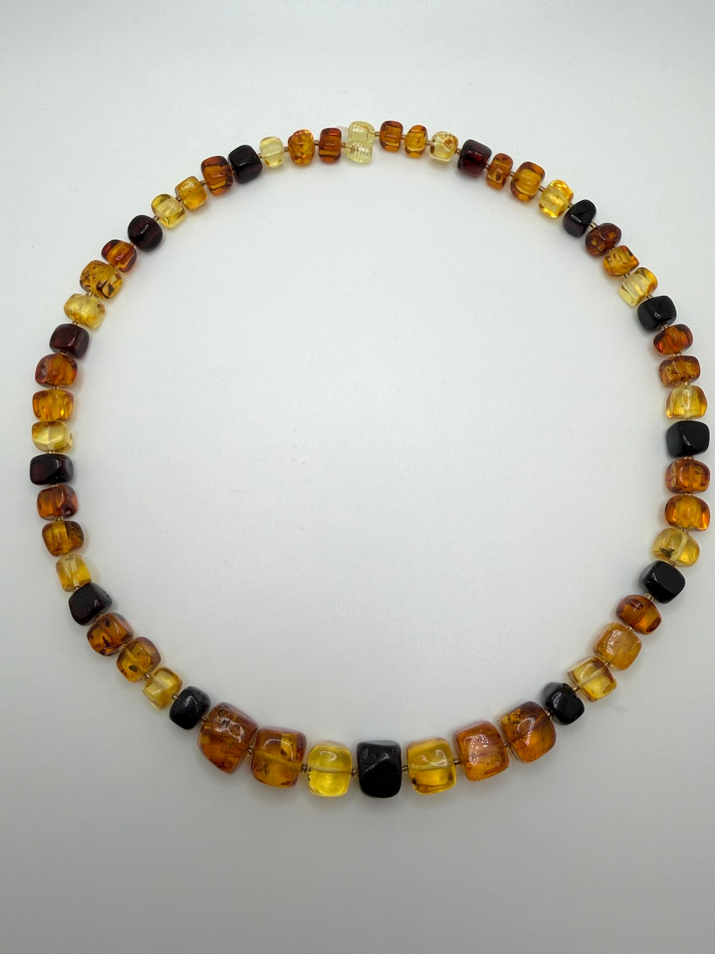 Genuine Baltic Amber Ombre Cube Necklace – Lemon Honey Cognac Cherry Graduated Square Amber Beads